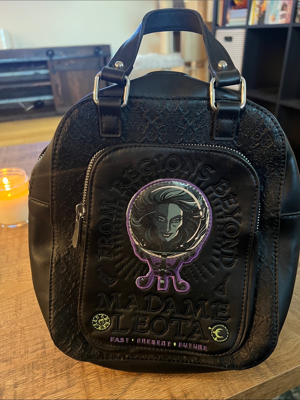 Disney Haunted Mansion Madame Leota Black Embossed Mini Backpack
